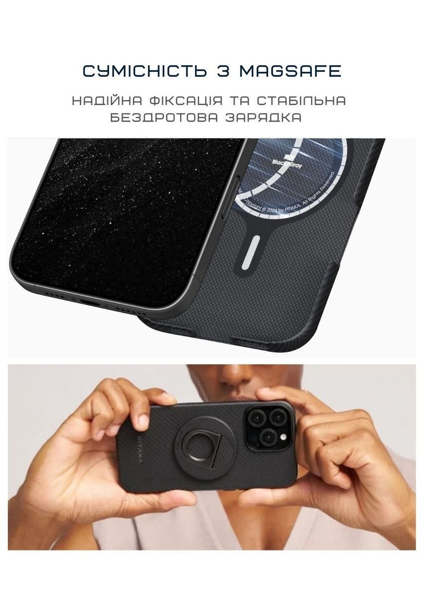 Чехолнакладка Military-Grade Protective Case Classic Twill 600D Black/Grey для iPhone 16 Pro Max Pitaka (312475556)