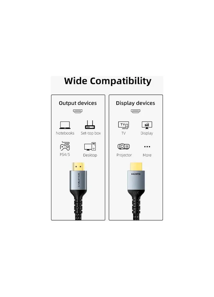 Кабель мультимедійний (CA915842) CABLETIME HDMI M to HDMI M 3.0m V2.1 8K60Hz (410127050)