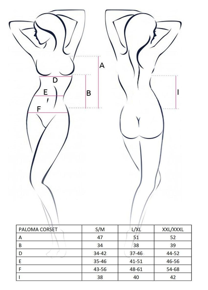 Корсет-сорочка з пажами PALOMA CORSET white L/XL-, трусики, напівпрозорий Passion (303904013)