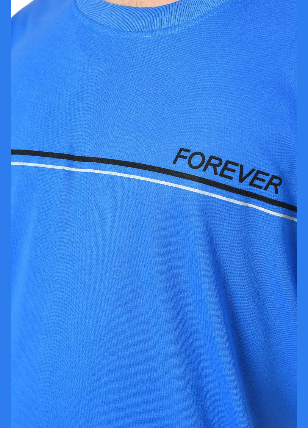 Синя футболка чоловіча батальна синього кольору Let's Shop