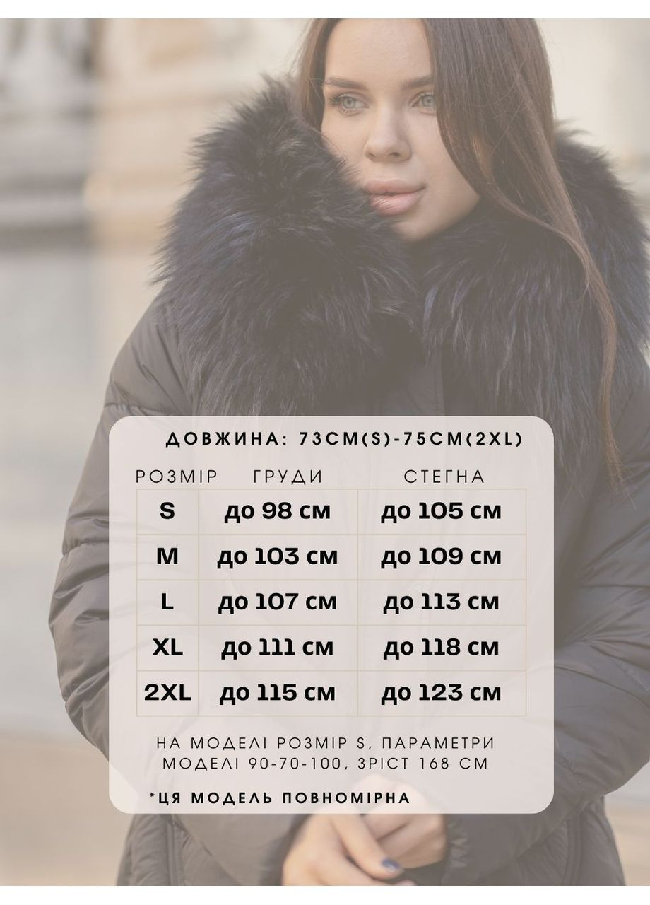 Черная зимняя зимняя женская короткая куртка с мехом енота 65526 Visdeer