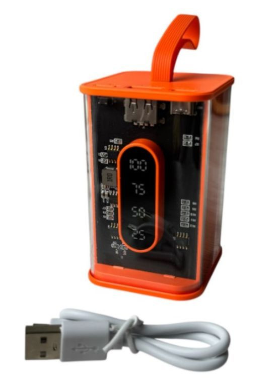 Портативний повербанк Power Bank з прозорим корпусом LED-індикатор 10000 mAh Помаранчевий (2104618813) No Brand (370606357)