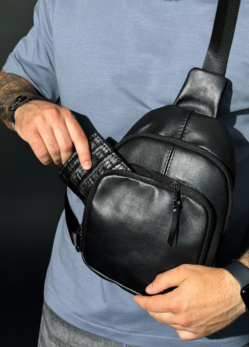 Сумка-слинг из натуральной кожи через плечо Vishnya (317437331)