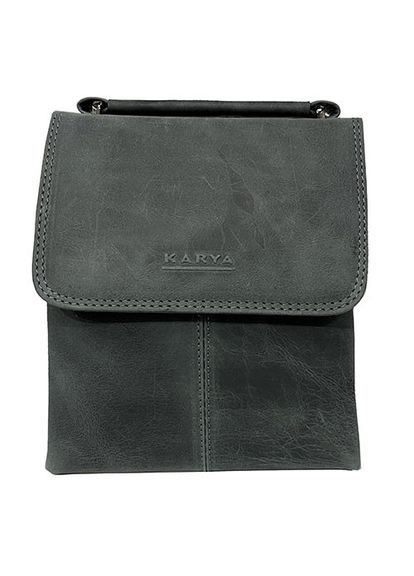 Сумка чоловіча сіра шкіряна (Д/Ш/В) 16,5/6/19(см) Karya (336378008)