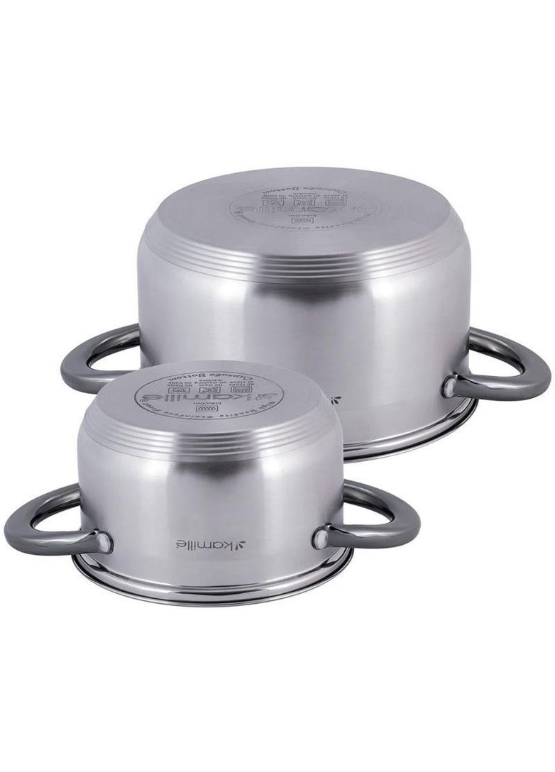 Набір 2 каструлі Groningen 1.5л, 3л з нержавіючої сталі з 5-шаровим індукційним дном Kamille (330018510)