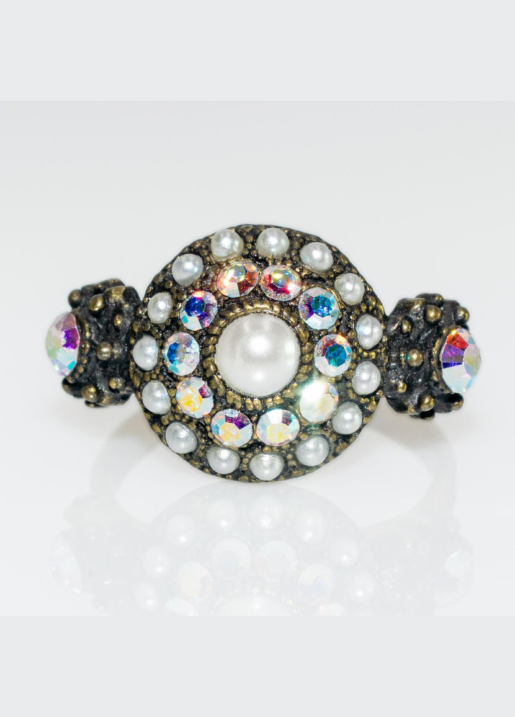 Кольцо "Жемчужная симфония" с жемчужинами и кристаллами Swarovski, ручная работа Michal Negrin (347018319)