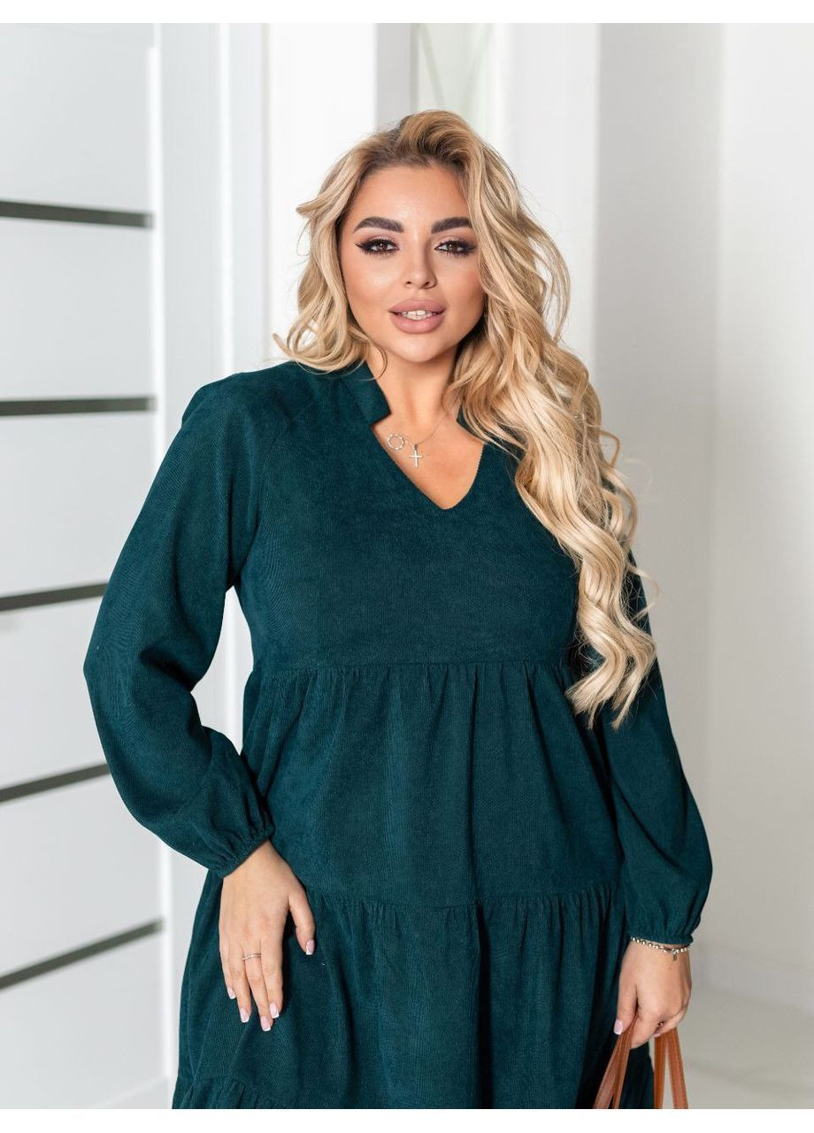 Пляшкова зелена святковий, повсякденний, кежуал жіноча сукня вельветова Style Point однотонна