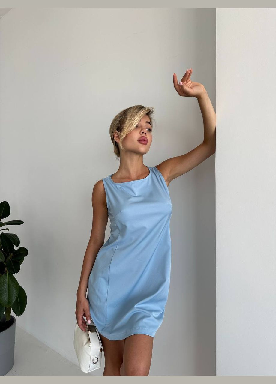 Блакитна ділова, кежуал сукня No Brand однотонна