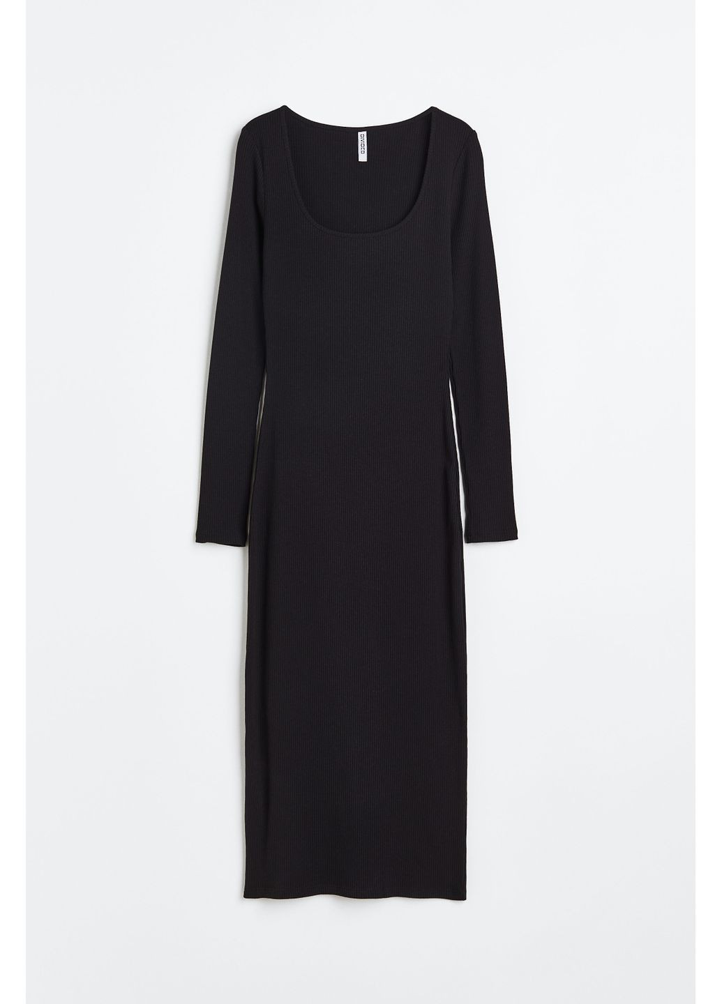 Чорна кежуал сукня в рубчик з бавовни H&M однотонна