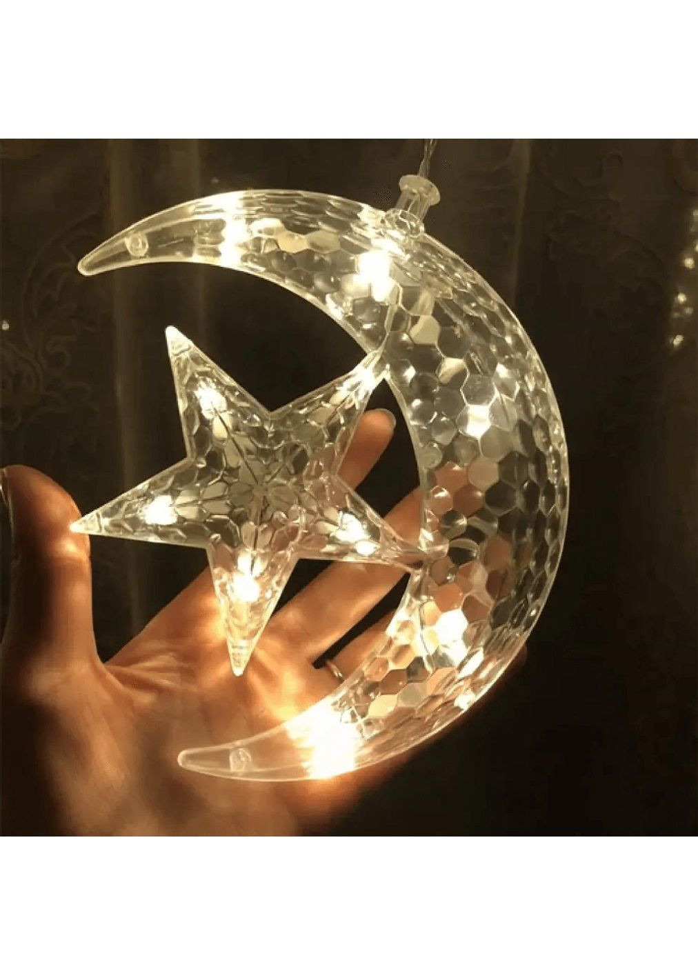 Світлодіодна кімнатна гірлянда штора на вікно з роботою від мережі фігурками зірок місяця 2,5х0,6 м 138 LED (478691-Prob) Жовта Unbranded (308796841)