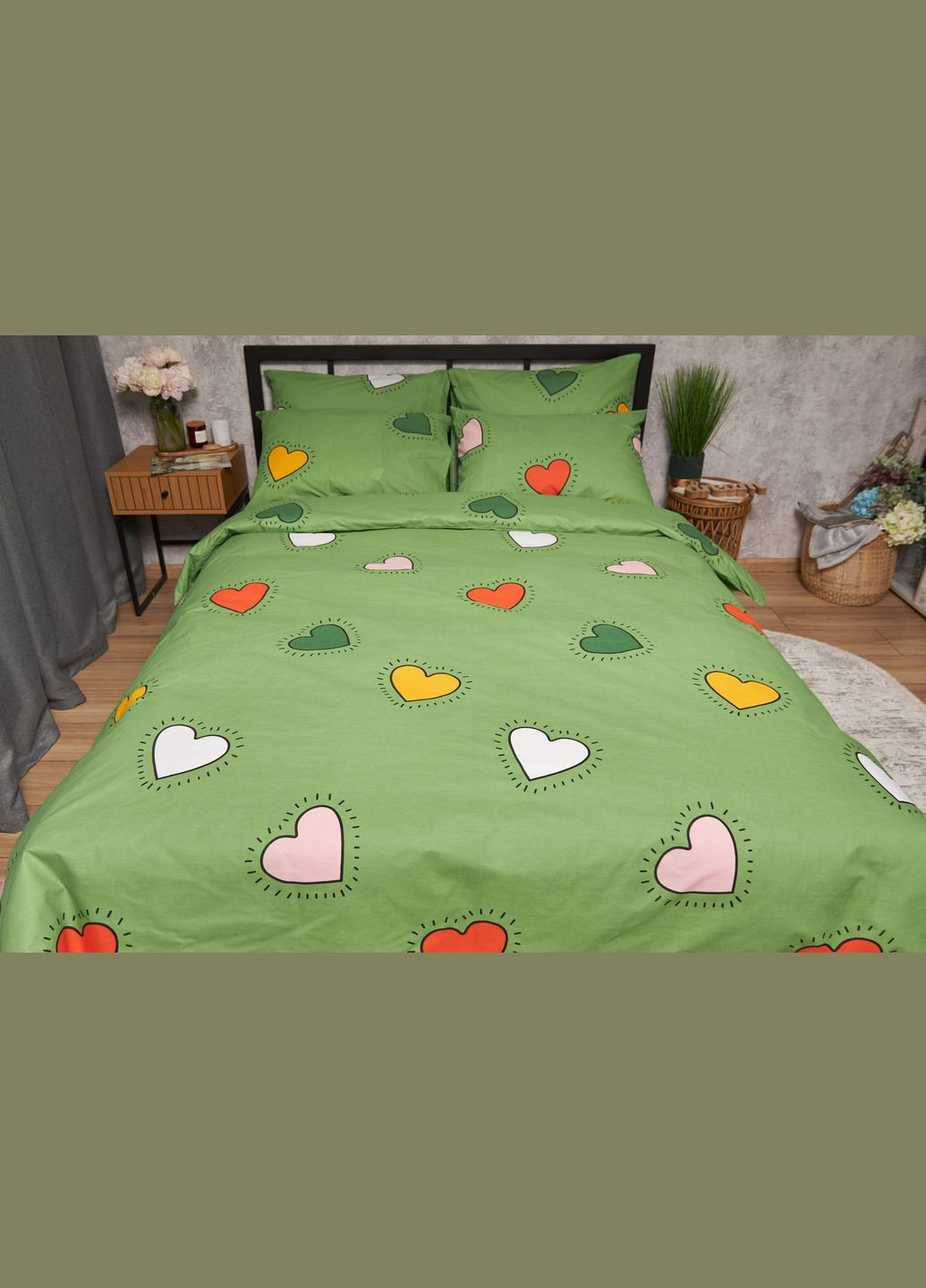 Комплект постельного белья Бязь Gold Люкс «» семейный 143х210х2 наволочки 2х70х70 (MS-820005382) Moon&Star Rainbow Hearts (296909663)