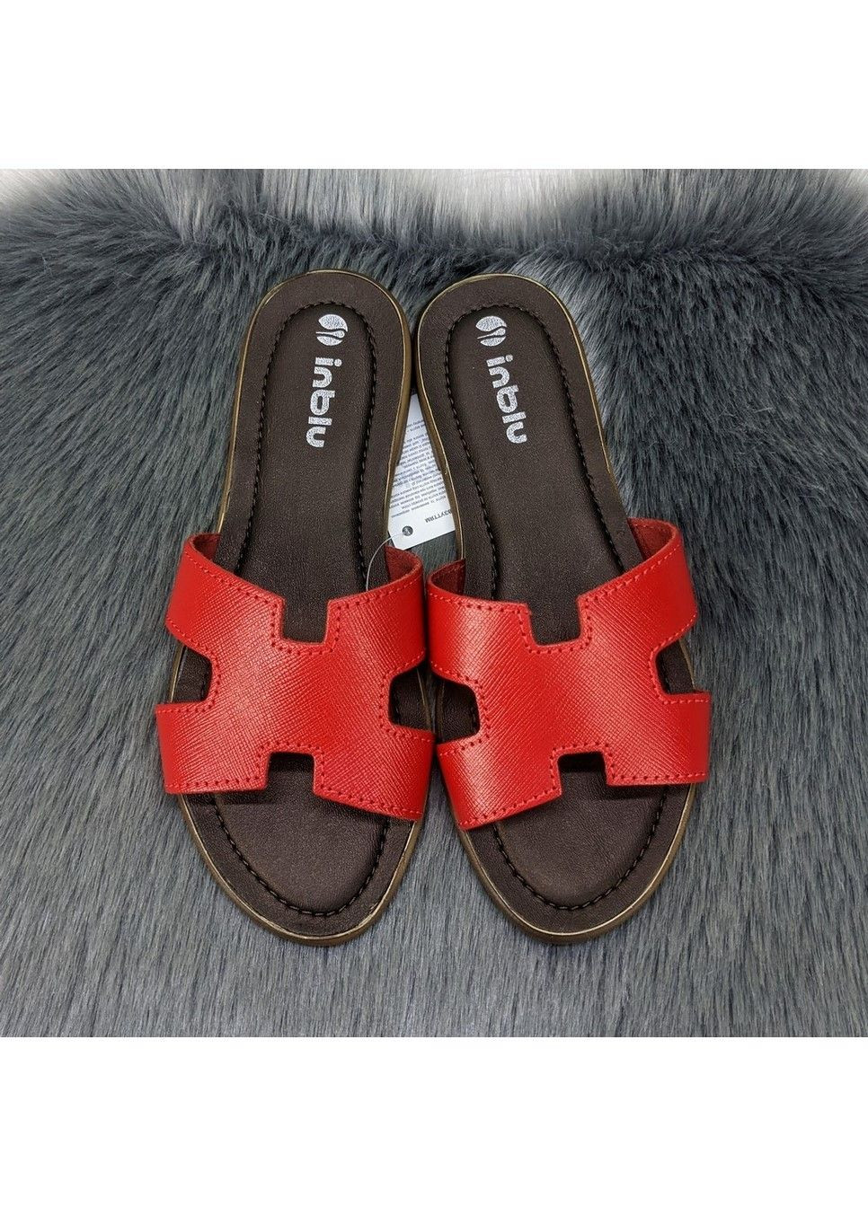 Красные шлепанцы женские кожаные Inblu