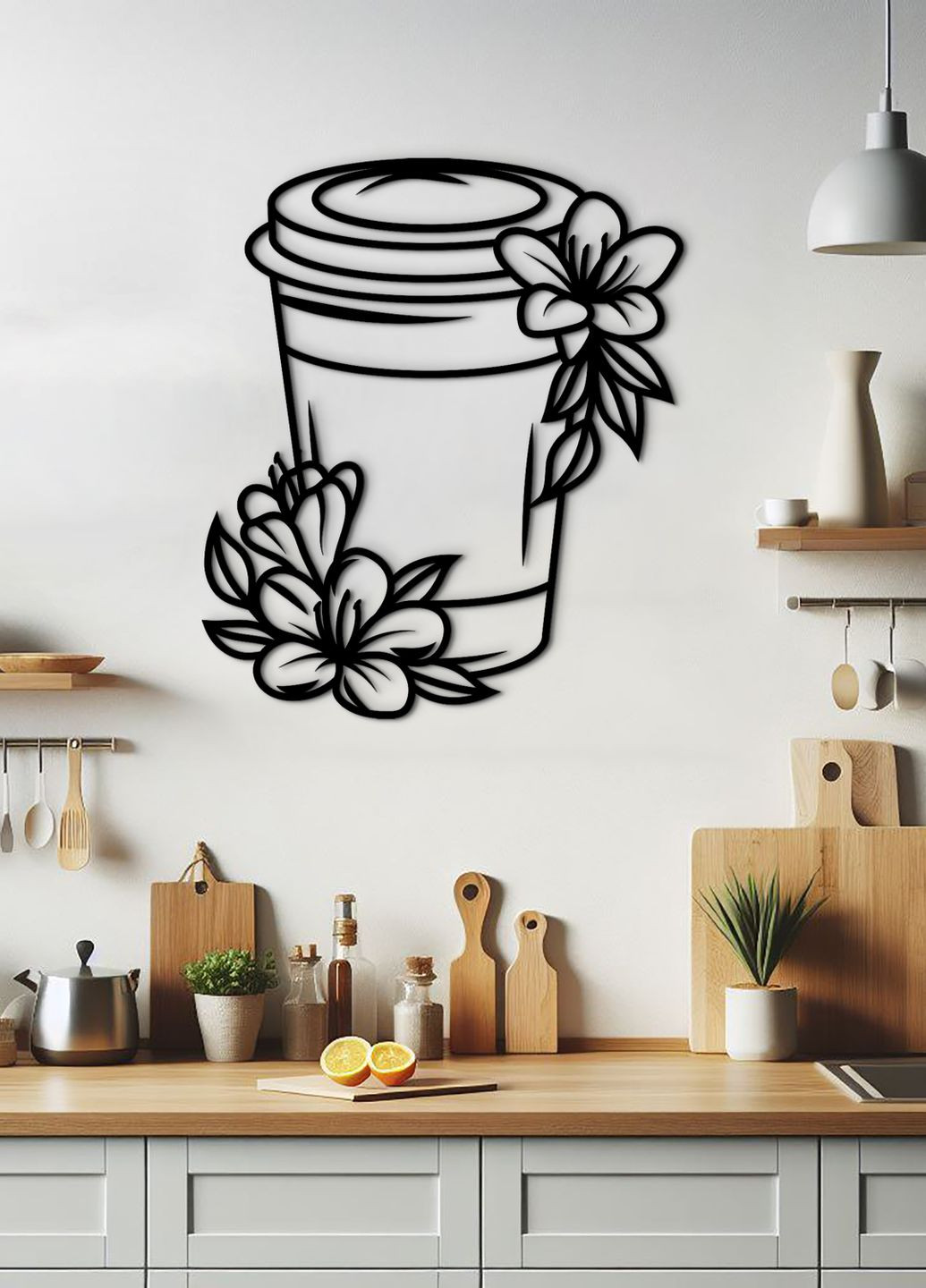 Декоративное панно из дерева, интерьерная картина на стену "Кофе с собой", оригинальный подарок 70х85 см Woodyard (291882420)