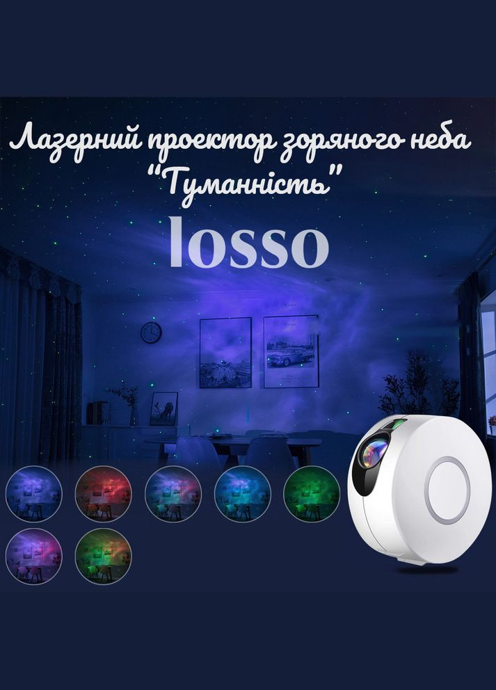 Лазерный проектор звездного неба и галактики "Туманность B" белый Losso (327041551)