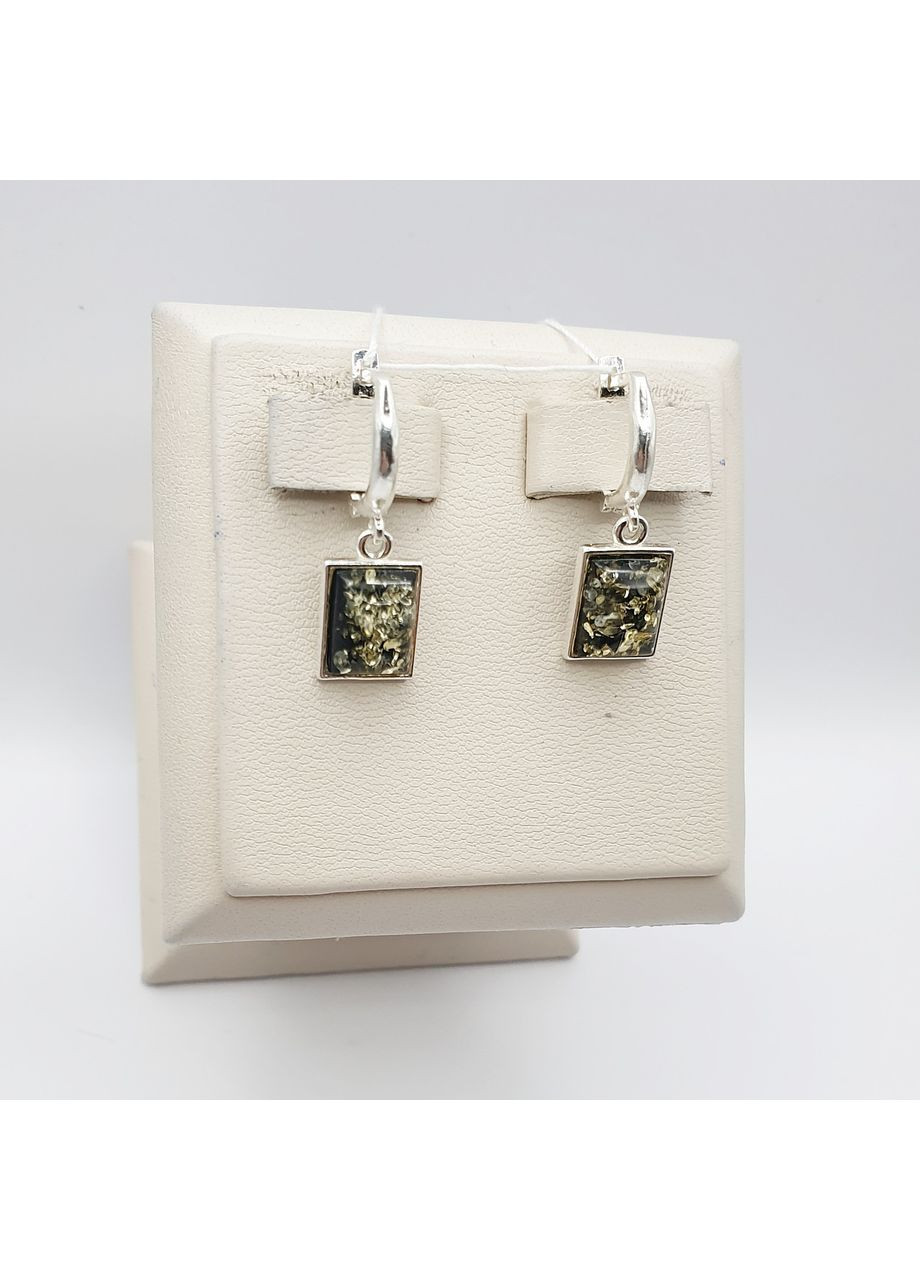 Серьги-гвоздики серебряные с янтарем 3,53 г No Brand (369737591)