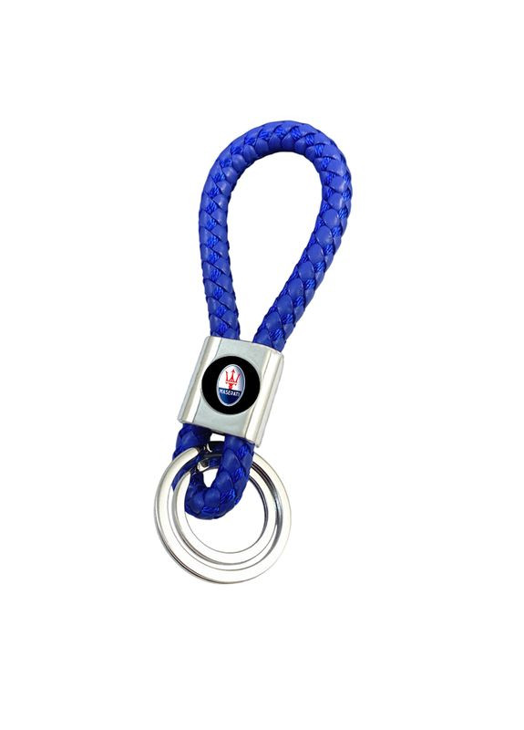 Брелок для ключей с логотипом, фурнитура ХРОМ (плетенный ремешок+2 кольца) Maserati (369611646)