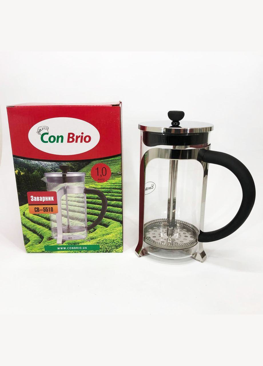 Заварник френч-прес 1000 мл CB-5510, Заварювальний чайник для листового чаю, Заварник OG-339 для трав Con Brio (349512092)