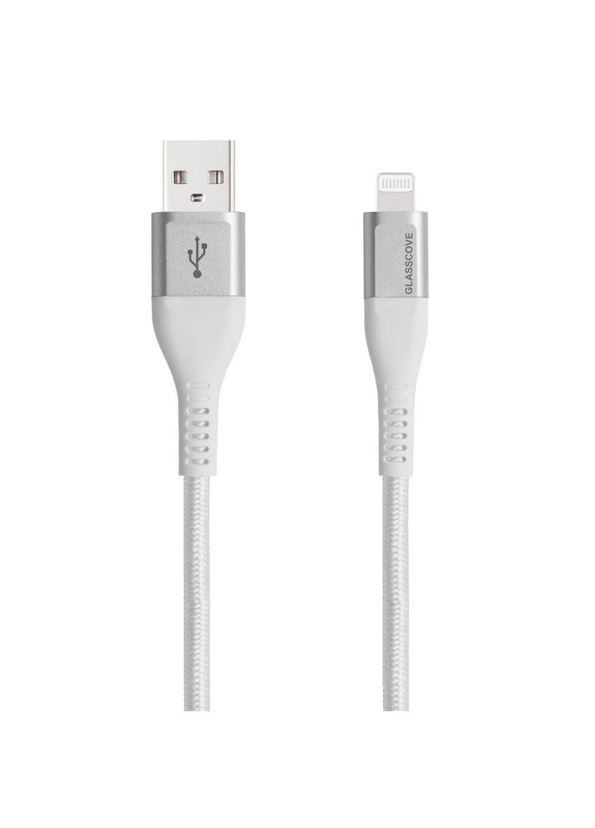 Кабель BRAID2 USB - Lightning 2.4A 1m (GB-AL12WH) Белый Glasscove (392011310)