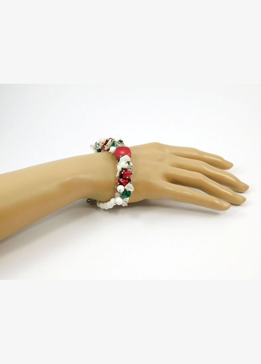 Браслет "Лілея", Корал, Агат, Малахіт, чеське скло 20 Fursa fashion (322316057)