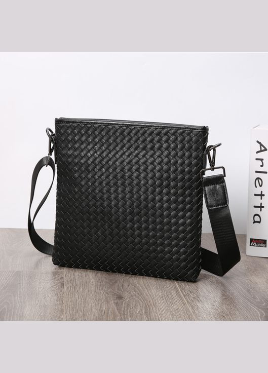 Чоловіча плетена сумка планшетка велика чорна екошкіра Eton (334729483)