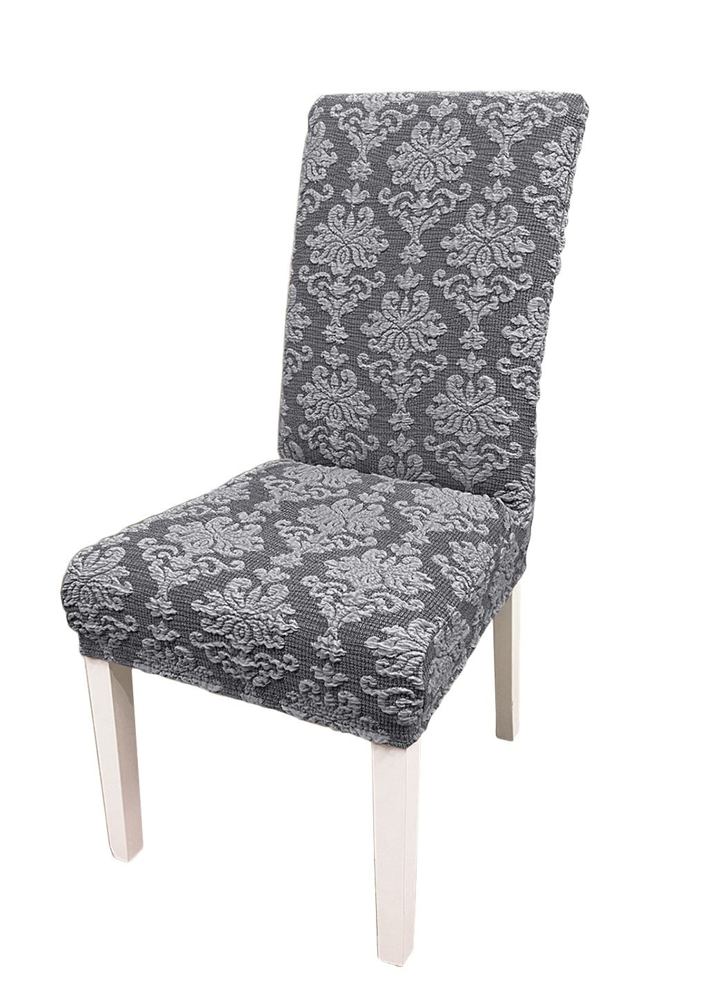 Чехол на стул универсальный жаккардовый серый Love You (325221193)