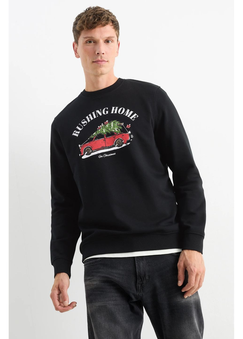 Чорний світшот з бавовни C&A однотонний (365716225)