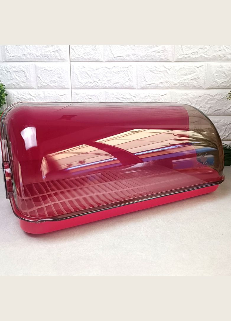 Пластикова хлібниця з відкидною кришкою "Галицька-міді" червона Lamela (303721826)