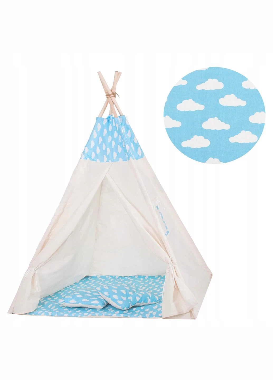 Дитячий намет (вігвам) Tipi XXL White/Sky Blue Springos TIP05 (275653761)