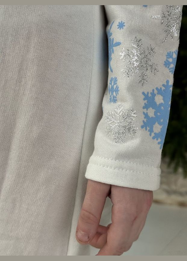 Біла утеплена сукня для дівчинки прямого крою з новорічним принтом hc (h001-6004) No Brand (290112537)