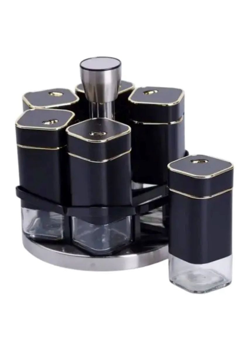 Набір баночок для спецій 6 шт на поставці по 120 мл карусель Чорний Yiwu (353304530)