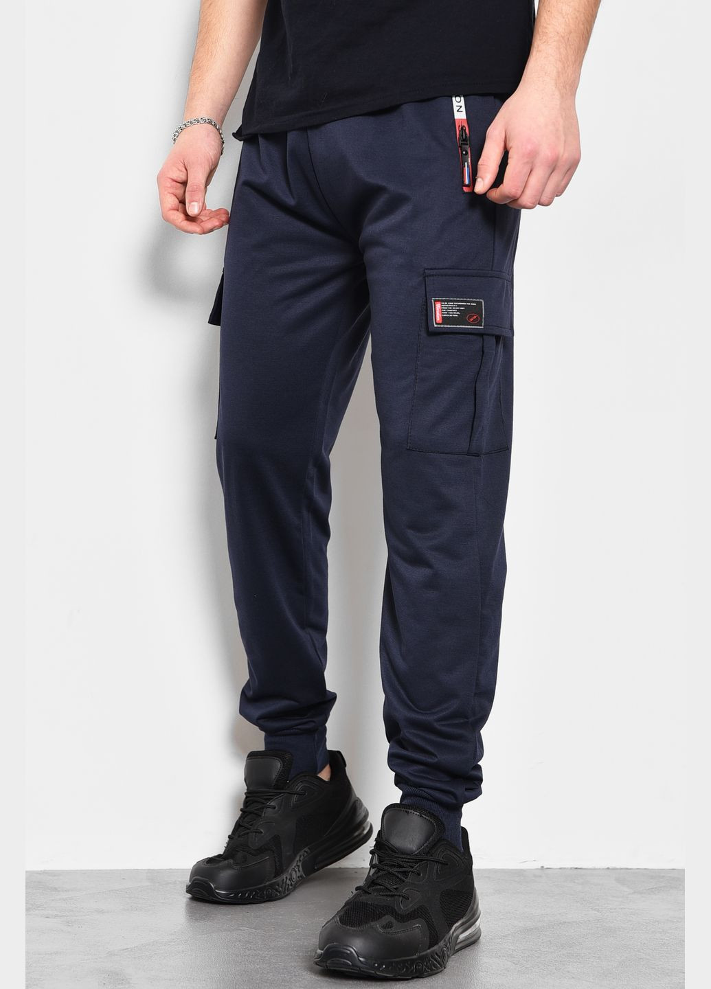 Спортивні штани чоловічі темно-синього кольору Let's Shop (278761163)