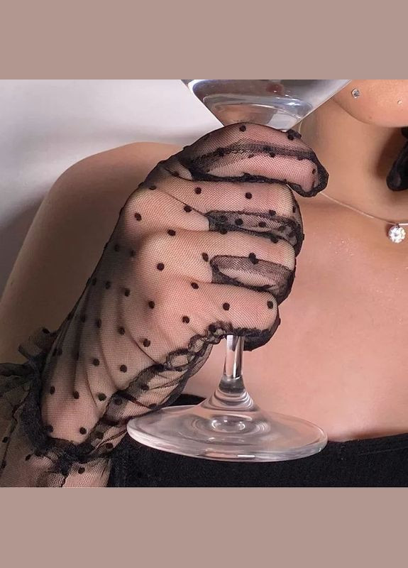 Полупрозрачные перчатки Горох с элегантным принтом в горошек универсального размера No Brand Рукавички (336184294)