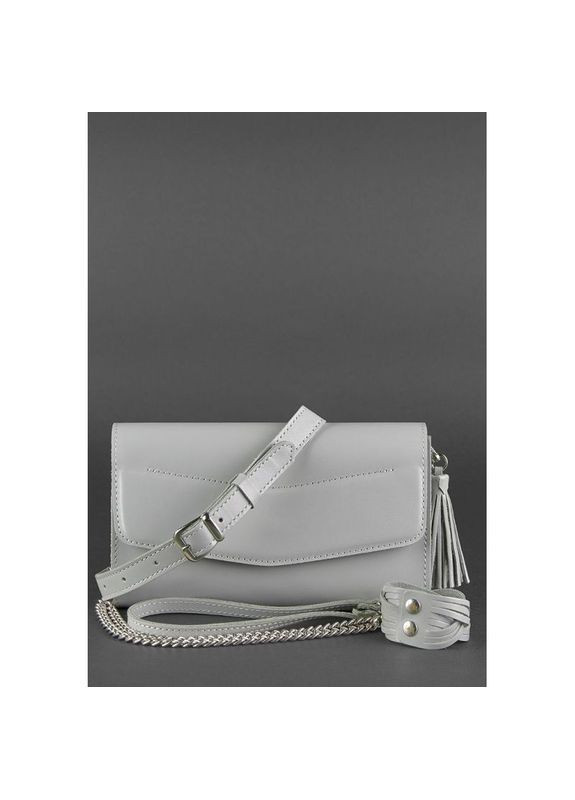 Поясная сумка женская кожаная через плечо с ремешком Элис серая BlankNote (302008829)