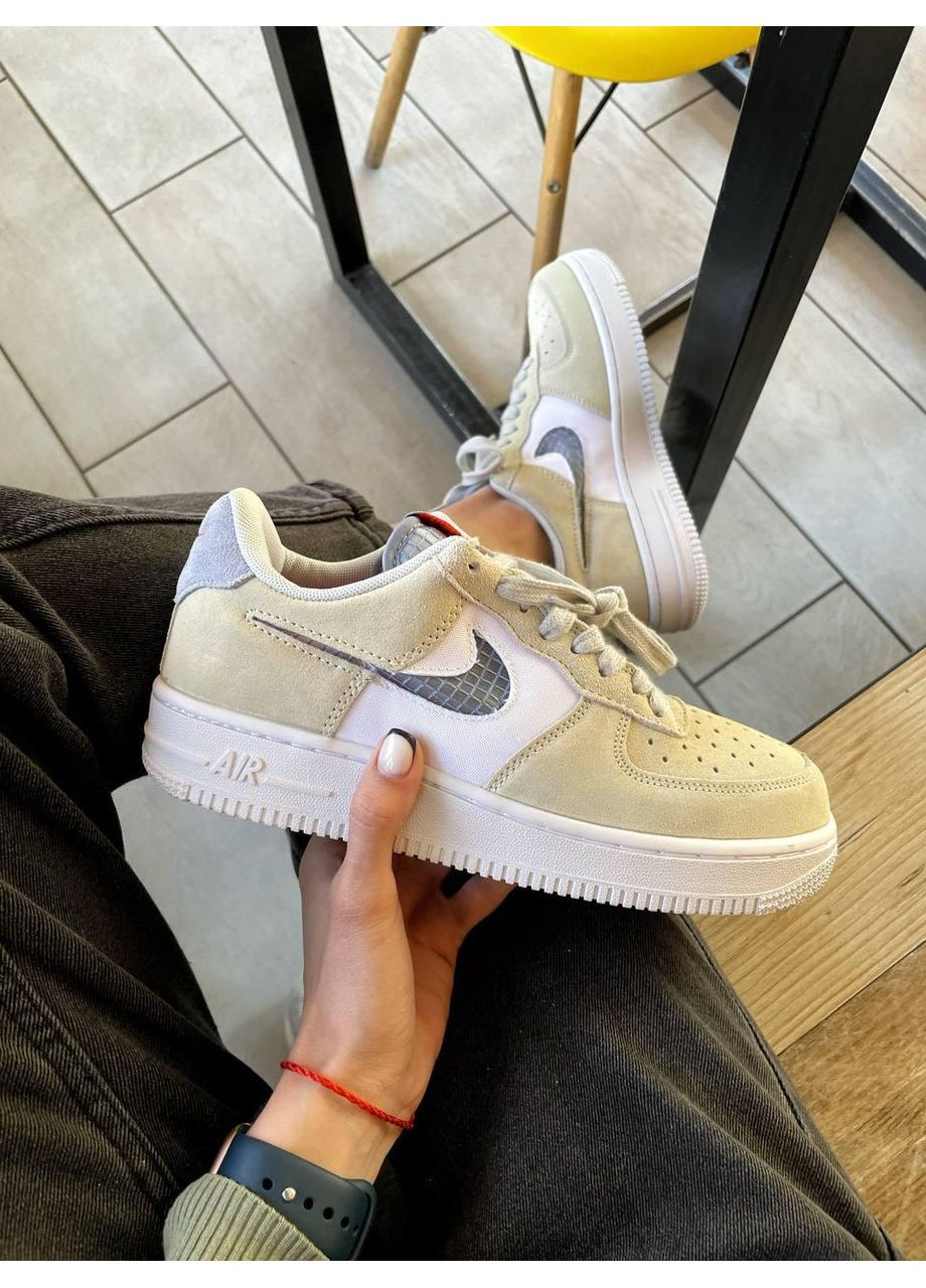 КРОССОВКИ ЖЕНСКИЕ NIKE AIR FORCE 1 LOW YELLOW WHITE НАЙК АИР ФОРС 1 ПРЕМИУМ No Brand белые демисезоны (369391455)