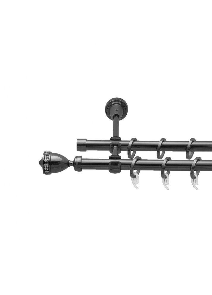 Карниз Етернія металевий дворядний відкритий гладка труба кільце фасонне металеве Онікс 16\16 мм 200 см (4714267) ORVIT (300844765)