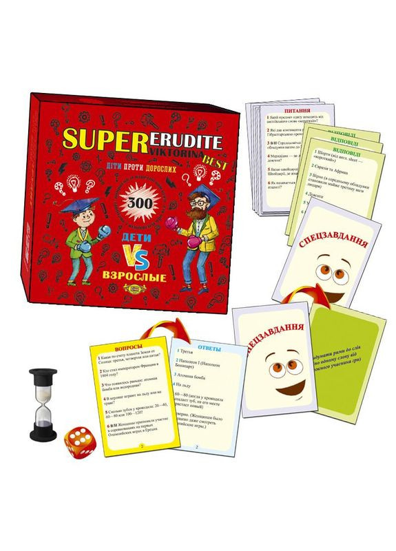 Настольная игра "SUPER Эрудит. Викторина. BEST" MKK0605 укр. и рус. языке No Brand (365248369)