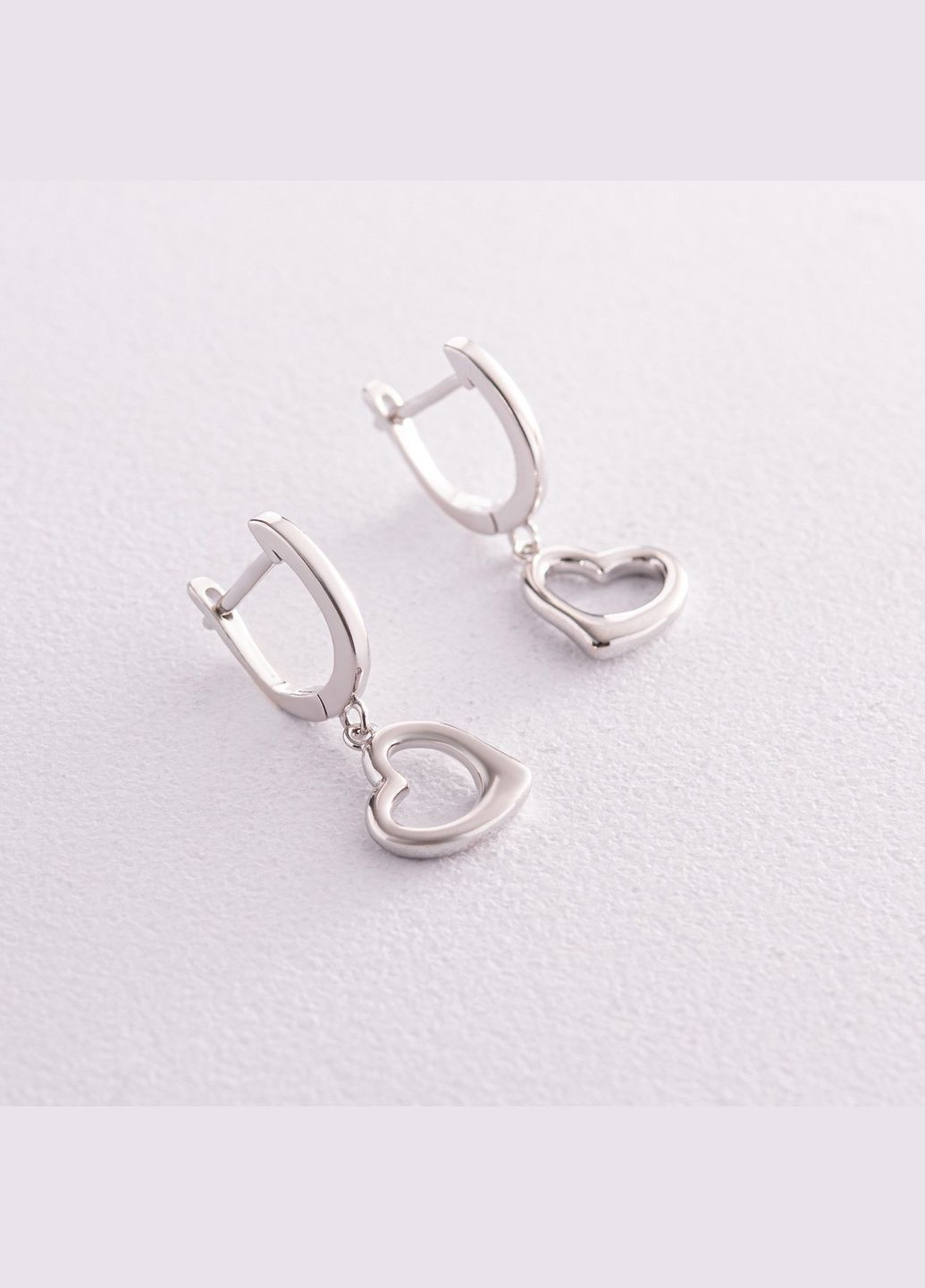 Сережки Сердечки у сріблі 123259 Oniks (264024181)