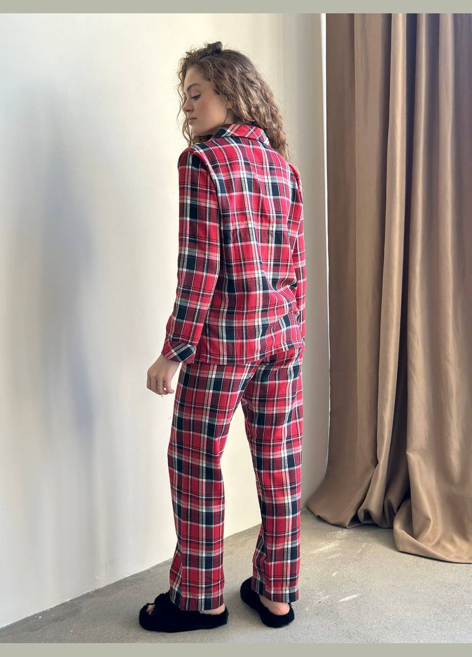 Червона всесезон стильний домашній костюм-піжамка сорочка + брюки Vakko