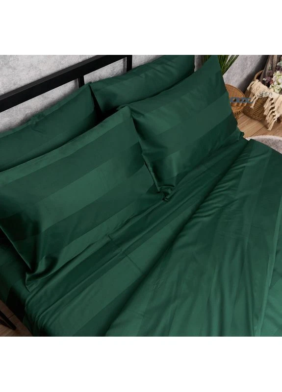 Комплект постельного белья Satin Stripe Полуторный 143х210 наволочки 2х40х60 (MS-820016990) Moon&Star Emerald Luxe (400230435)