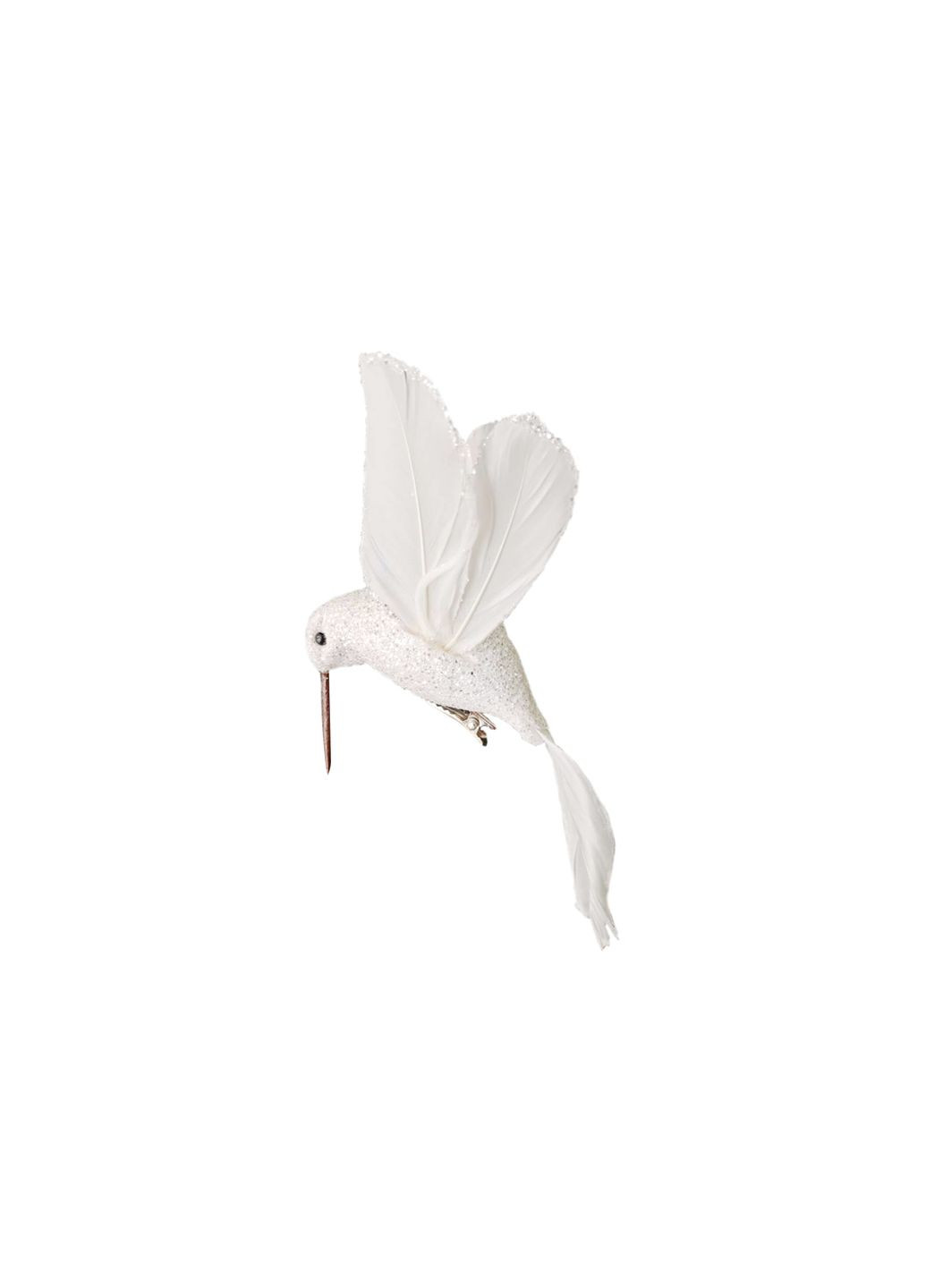 Декоративний птах на кліпсі Колібрі 12см, колір - білий No Brand (308071254)