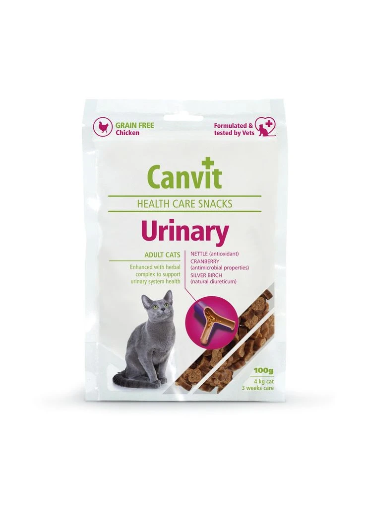Ласощі для котів Urinary для профілактики інфекцій сечовивідних шляхів з куркою 100 г (8595602514090) Canvit (391121628)