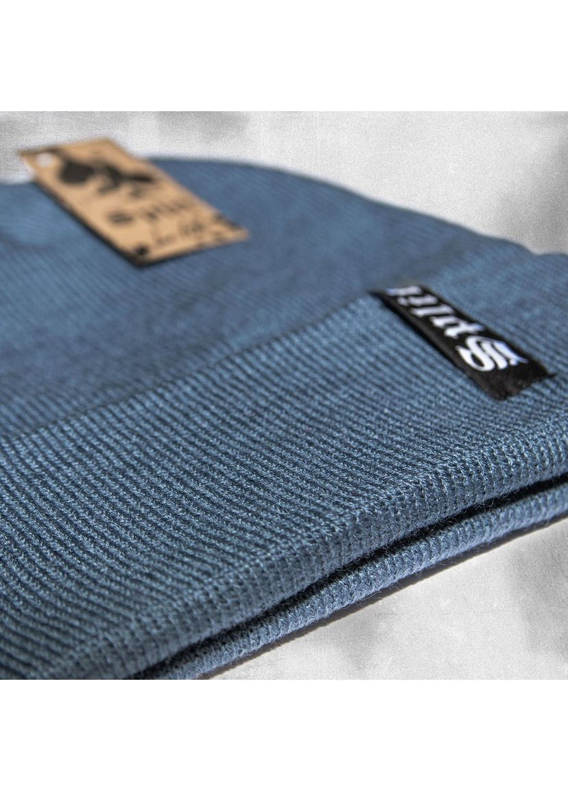 Шапка мужская светло-синего цвета двухслойная демисезон/зима No Brand (363979547)