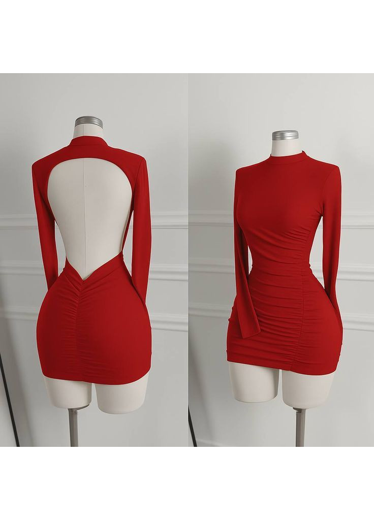 Красное праздничный, коктейльное, вечернее женское платье с открытой спиной силуэтная, с открытой спиной Avanti однотонное