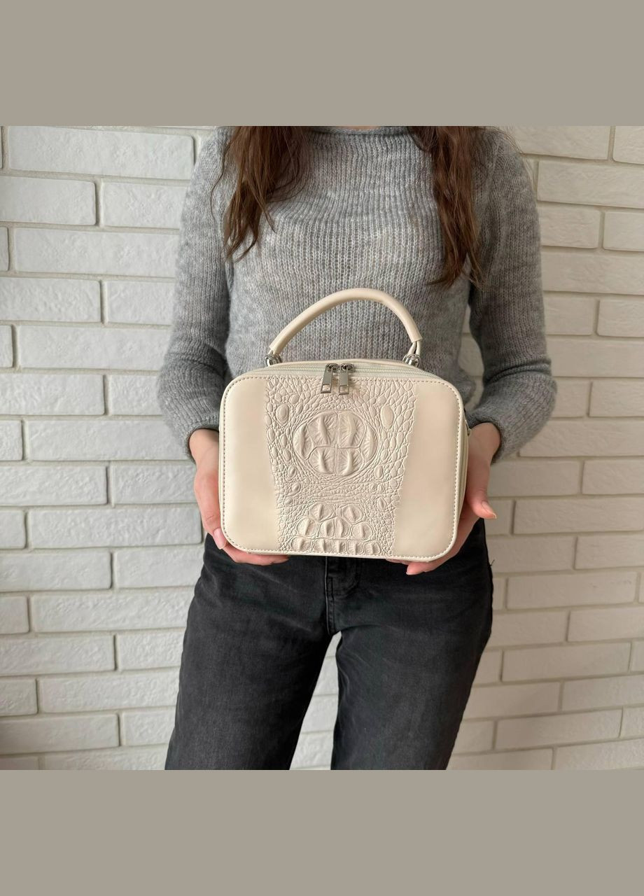 Міні сумочка клатч через плече із еко-шкіри з блискавкою чорна під рептилію (sku_760М) No Brand (330575970)