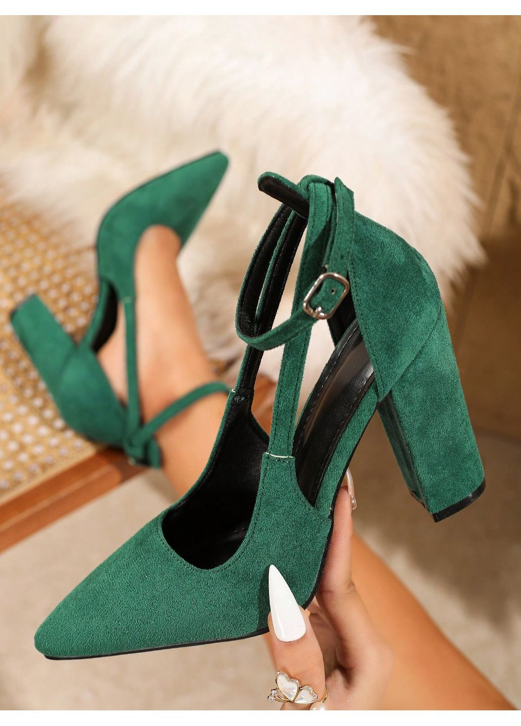 SHEIN Туфли на каблуке изумрудный з, китай — демисезон (361341240)
