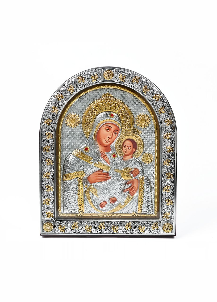 Вифлеемская Икона Божией Матери 21х26см под стеклом арочной формы в коже Silver Axion (265446332)