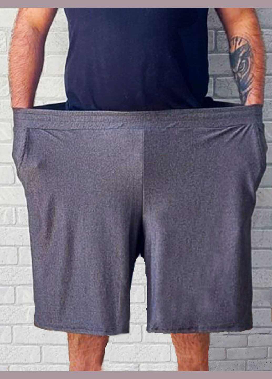 Шорти чоловічі сірі супер батал трикотажні No Brand (337353497)