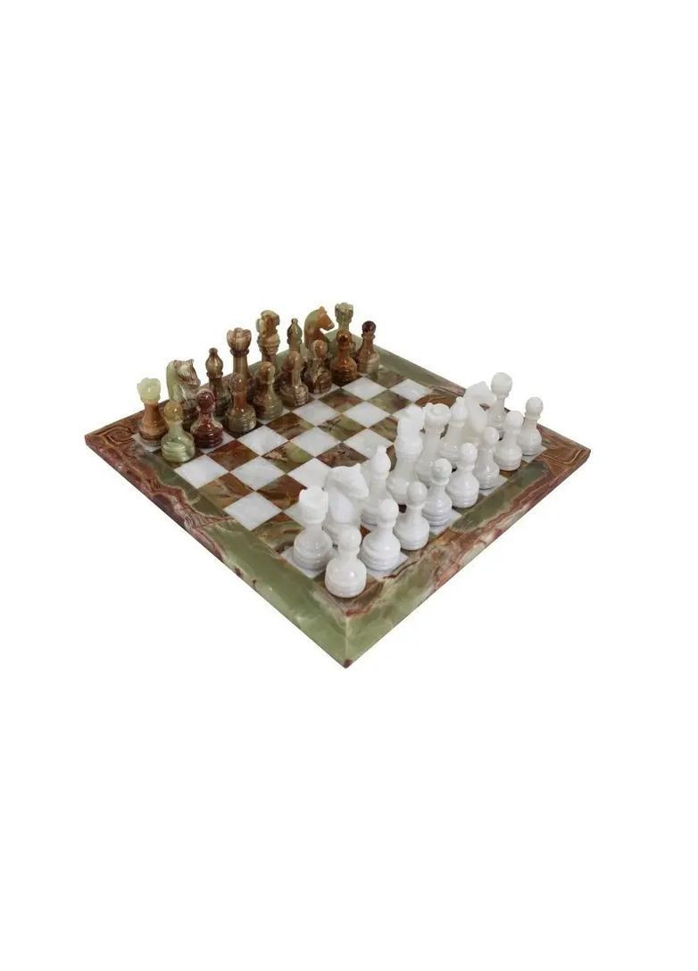 Шахи Italfama, шахова дошка з оніксу та білого мармуру, ручної роботи 40×40 см Handmade 1018CM + 1018CB (365550445)