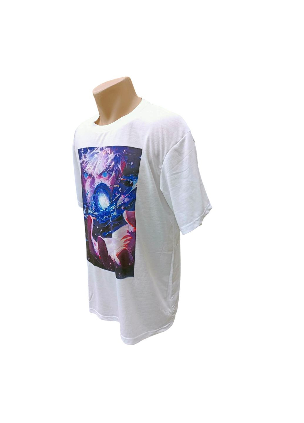 Белая футболка сатору годжо satoru gojo магическая битва оверсайз двустороння No Brand