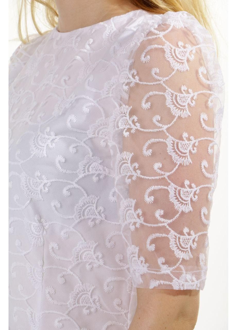 Білий кежуал сукня бавовна мереживо короткий рукав блискавка 42 біла No Brand